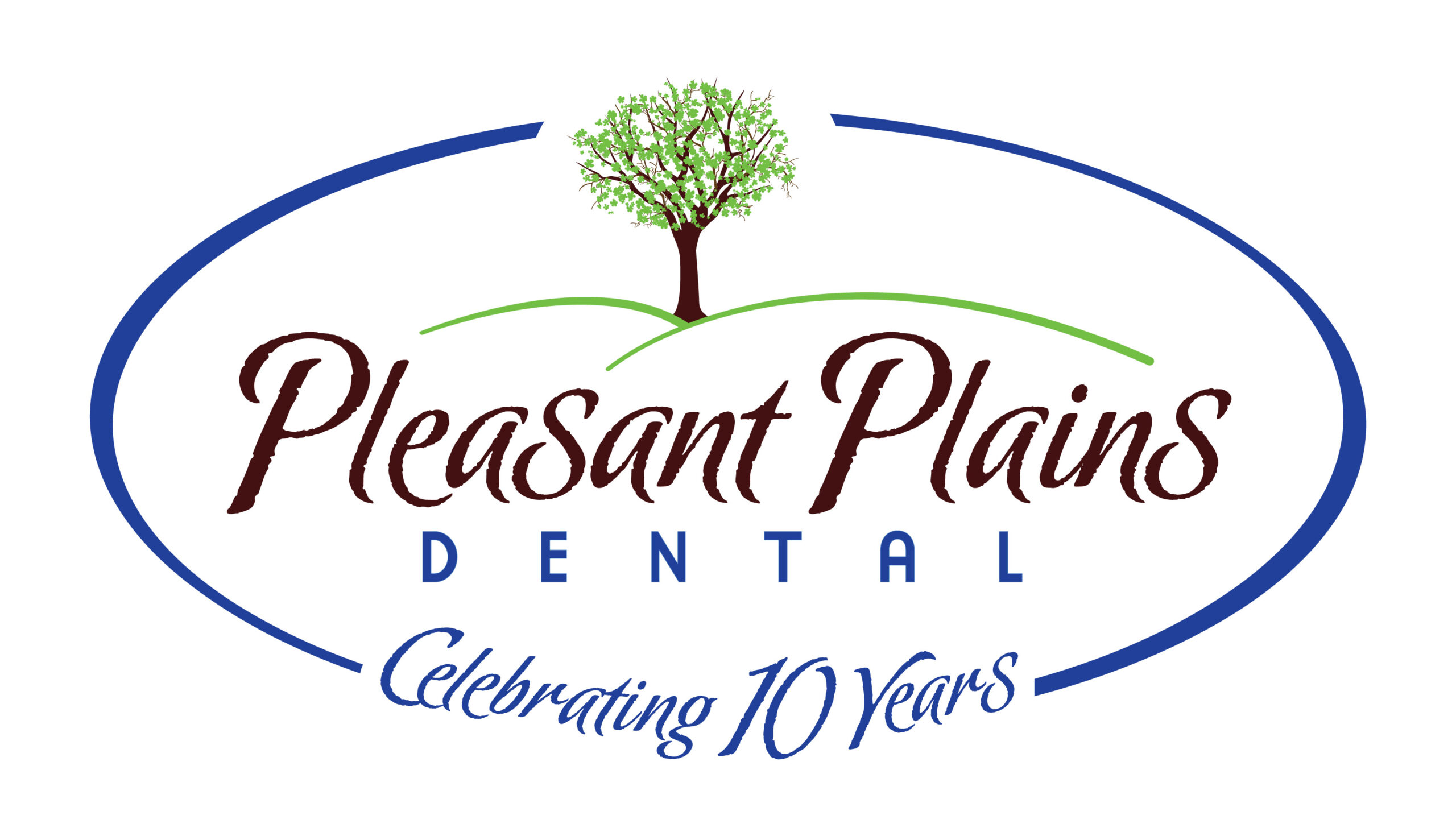 Pleasant Plains Dental 10 year logo